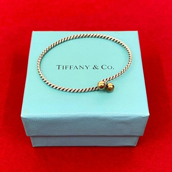Tiffany & Co. Jewelry - Tiffany & Co Twist Double Eye Bangle Silver 925 18K Gold Bracelet